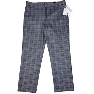 NWT Amanda + Chelsea Ankle Dress Pant Plaid Modern Fit Women 12 Gray Blue Career